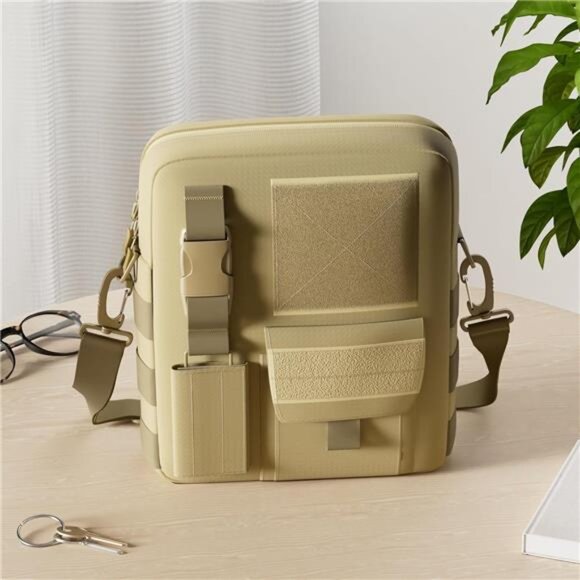 Small Canvas Messenger Bag, Classic Vintage Black Shoulder bag, Small Tactical - Picture 2 of 7